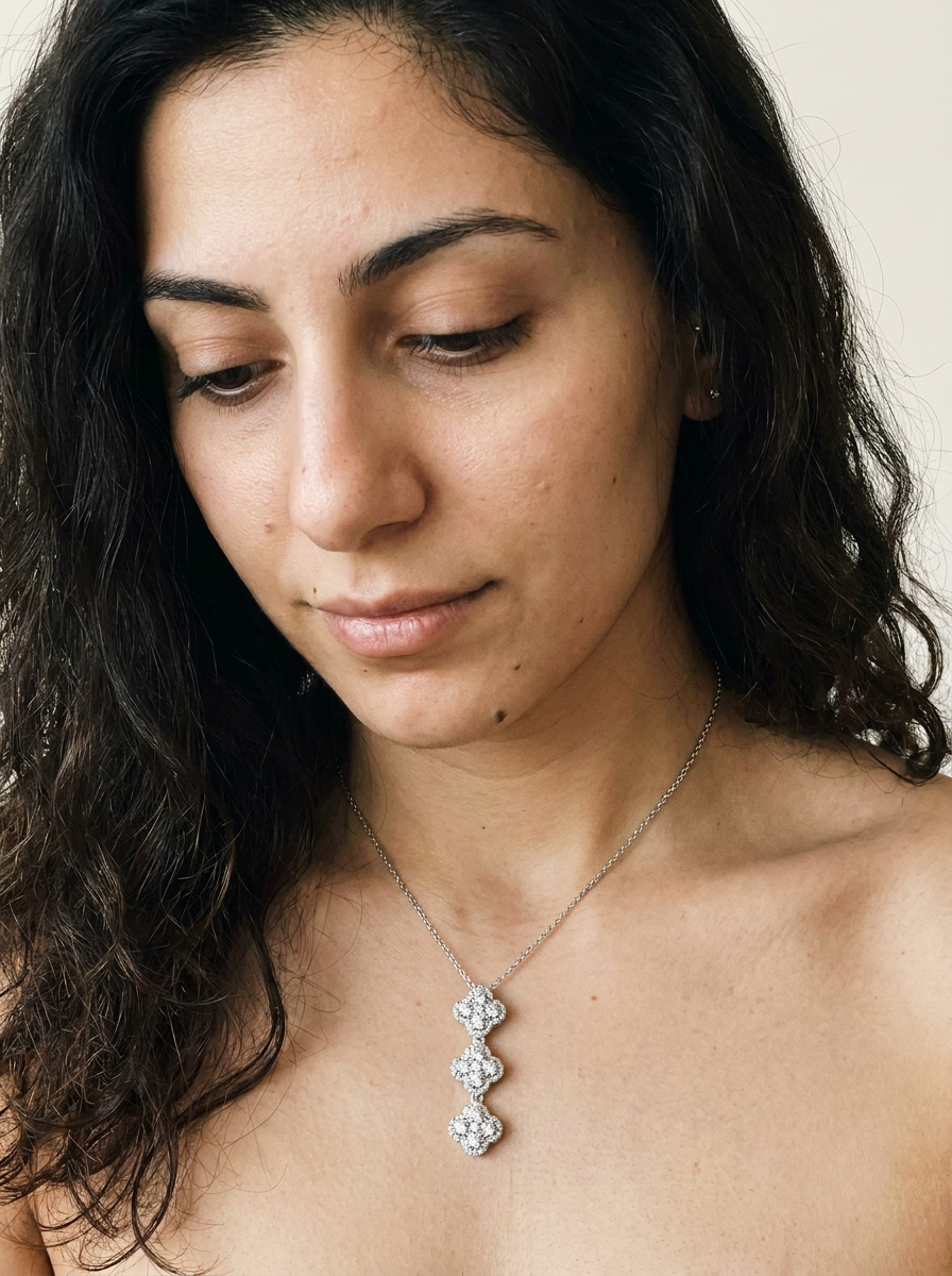 Soglio by Meri Jaan — lab-grown moissanite jewellery, worn by model