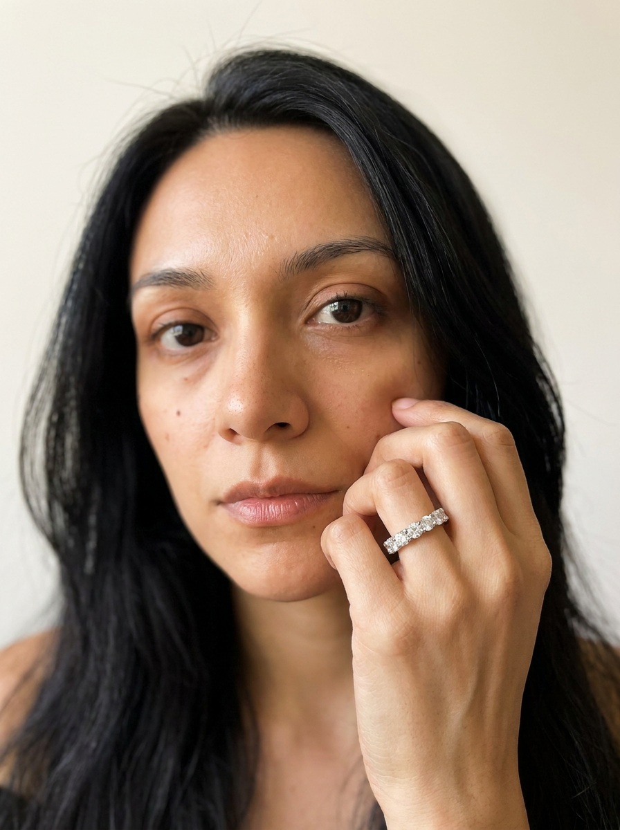 Solothurn Ring by Meri Jaan — lab-grown moissanite ring, worn by model