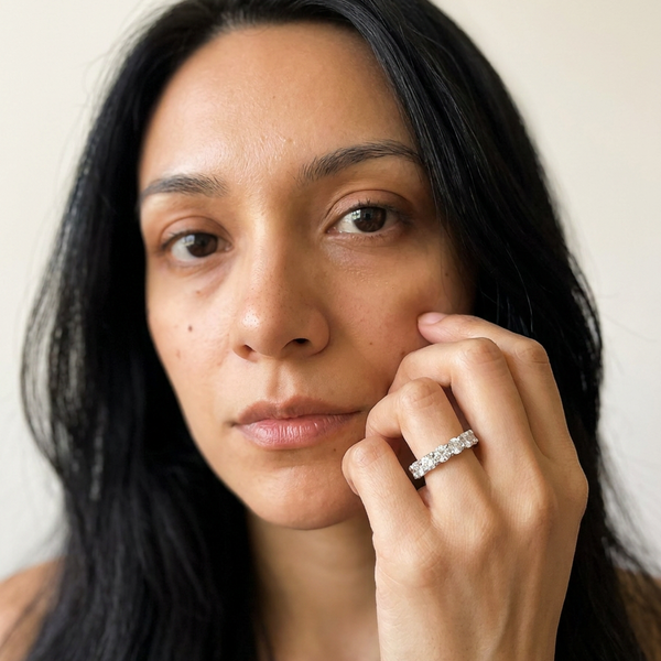 Solothurn Ring by Meri Jaan — lab-grown moissanite ring, worn by model