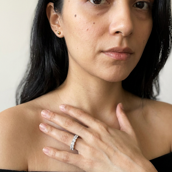 Solothurn Ring by Meri Jaan — lab-grown moissanite ring, worn by model