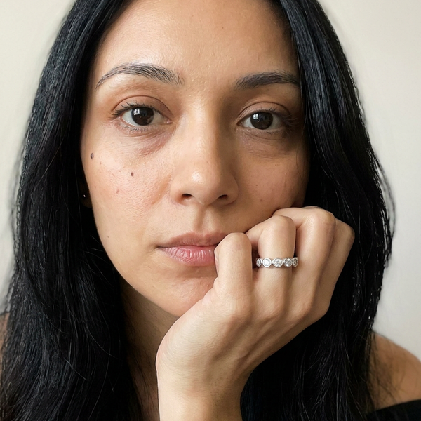 Stein am Rhein by Meri Jaan — lab-grown moissanite jewellery, worn by model