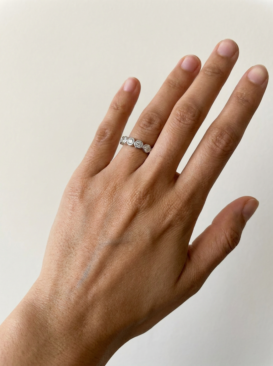Stein am Rhein by Meri Jaan — lab-grown moissanite jewellery, worn by model