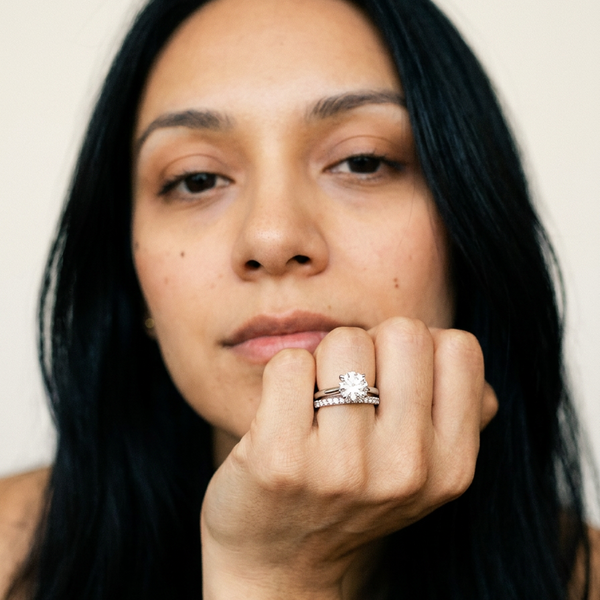 Thurgau Rings by Meri Jaan — lab-grown moissanite ring, worn by model
