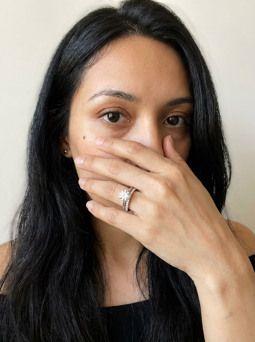 Thurgau Rings by Meri Jaan — lab-grown moissanite ring, worn by model