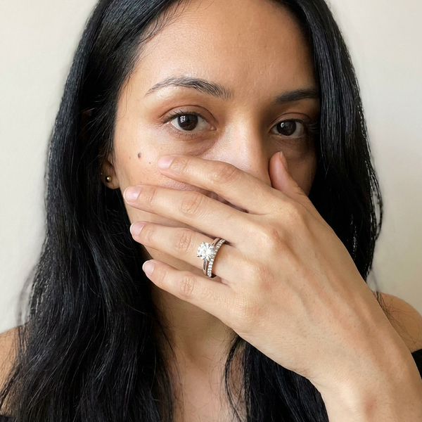 Thurgau Rings by Meri Jaan — lab-grown moissanite ring, worn by model