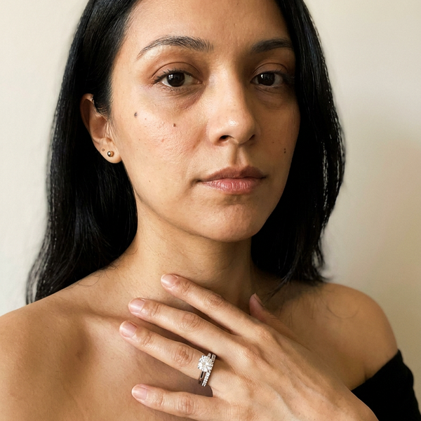 Thurgau Rings by Meri Jaan — lab-grown moissanite ring, worn by model