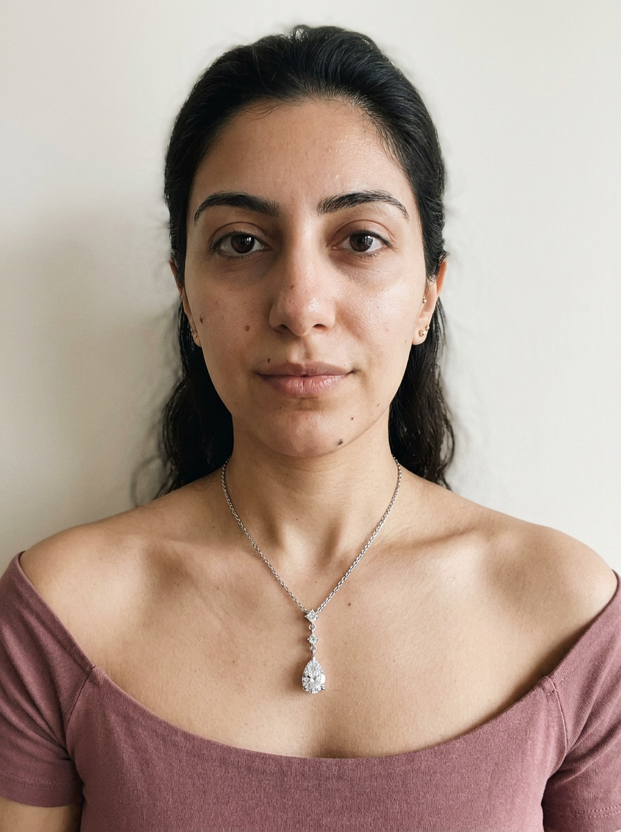 Ticino Necklace by Meri Jaan — lab-grown moissanite necklace, worn by model