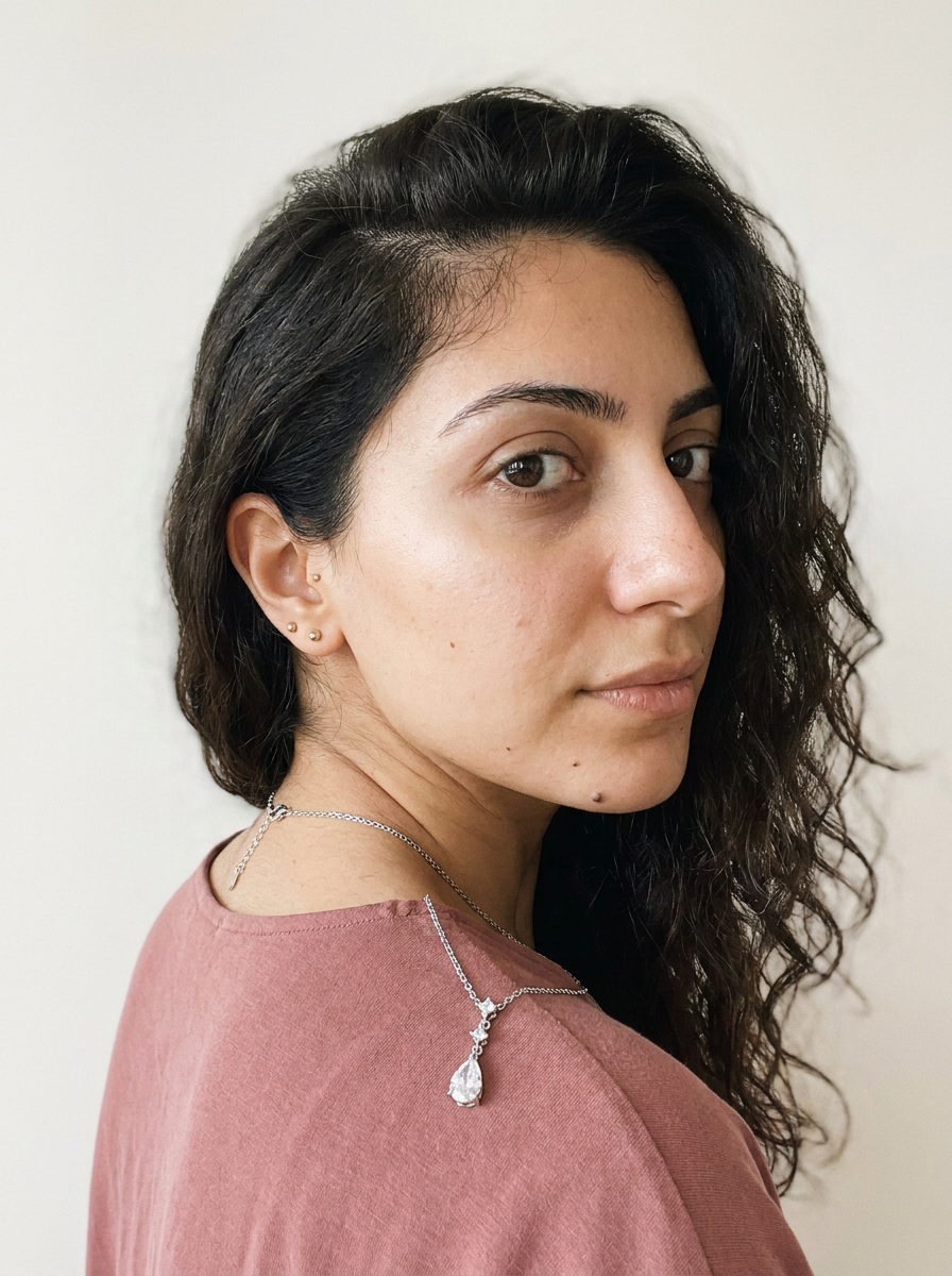 Ticino Necklace by Meri Jaan — lab-grown moissanite necklace, worn by model