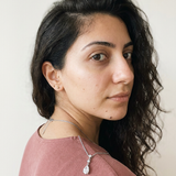 Ticino Necklace by Meri Jaan — lab-grown moissanite necklace, worn by model