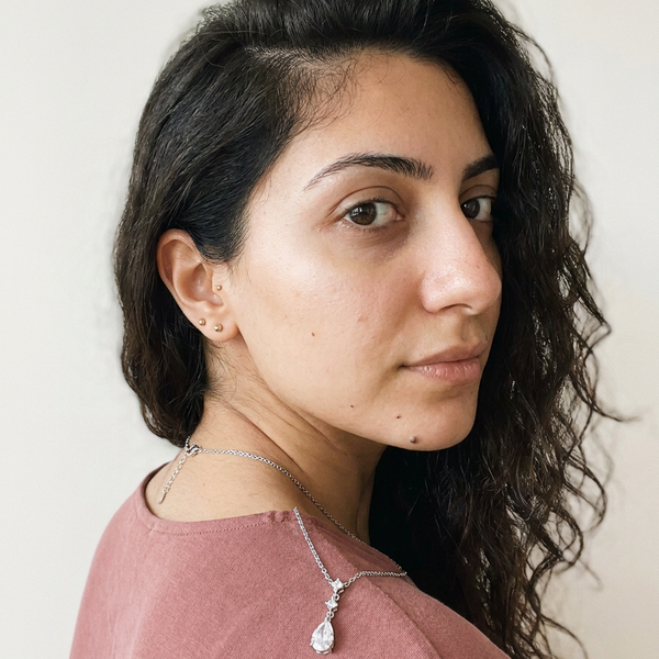 Ticino Necklace by Meri Jaan — lab-grown moissanite necklace, worn by model