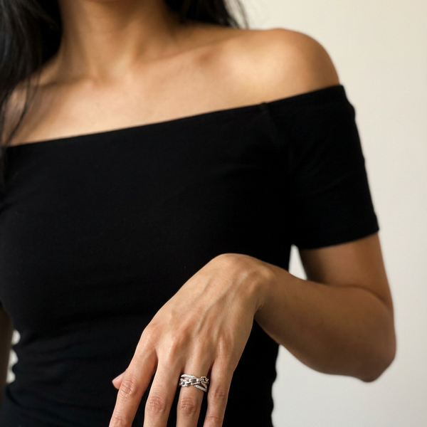 Vals by Meri Jaan — lab-grown moissanite jewellery, worn by model