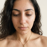 Wengen Necklace by Meri Jaan — lab-grown moissanite necklace, worn by model