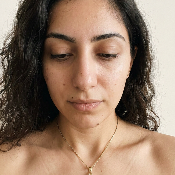 Wengen Necklace by Meri Jaan — lab-grown moissanite necklace, worn by model