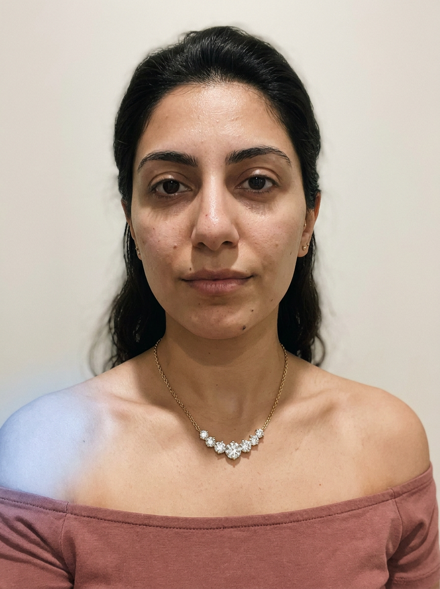 Zermatt Necklace by Meri Jaan — lab-grown moissanite necklace, worn by model