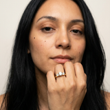Zernez Rings by Meri Jaan — lab-grown moissanite ring, worn by model
